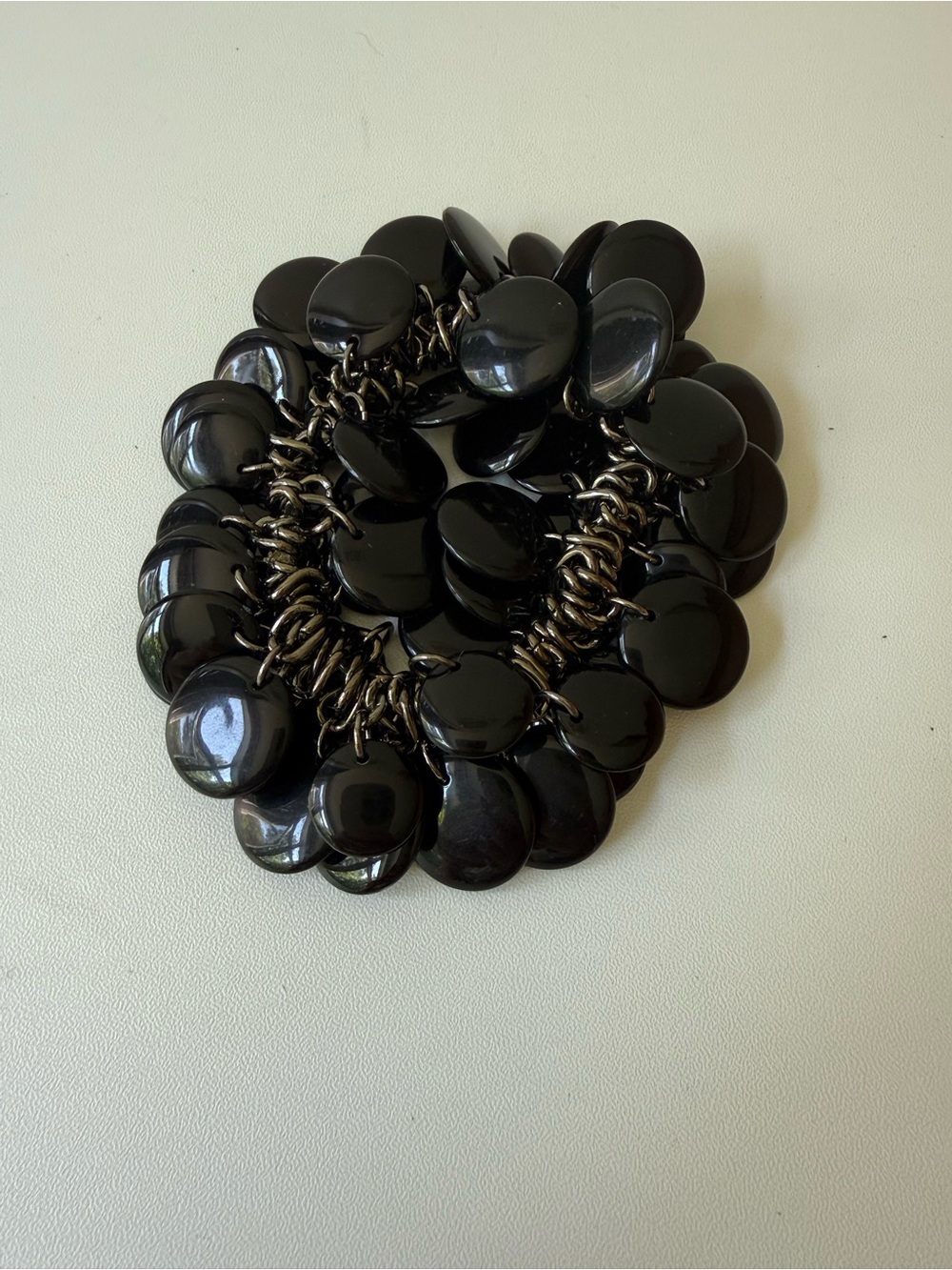 Chunky Black Disc Statement Bracelet